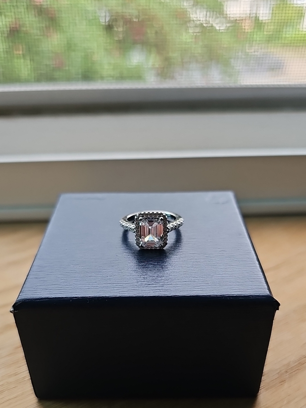 ●●QVC EMERALD CUT DIMONIQUE SILVER 925 NWOB SIZE 5-6●●